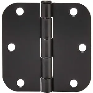 Basics Sturdy Rounded 5/8 Radius Interior Door Hinges with Included Screws, 3.5" x 3.5", Matte Black, 18-Pack