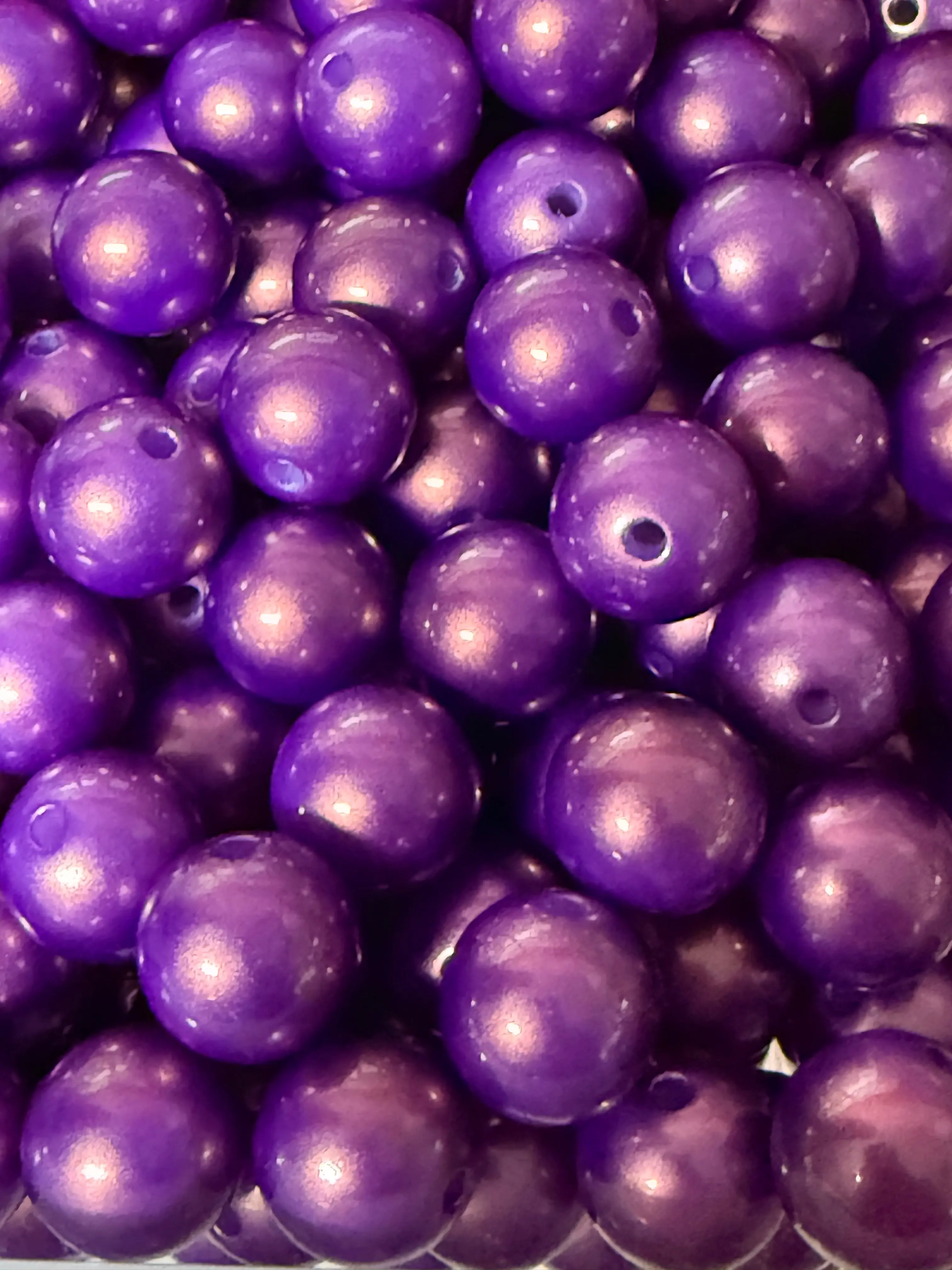 B128- (10PCS) 15mm Deep Purple/UV GOLD Galaxy Iridescent Glitter Acrylic Beads for DIY