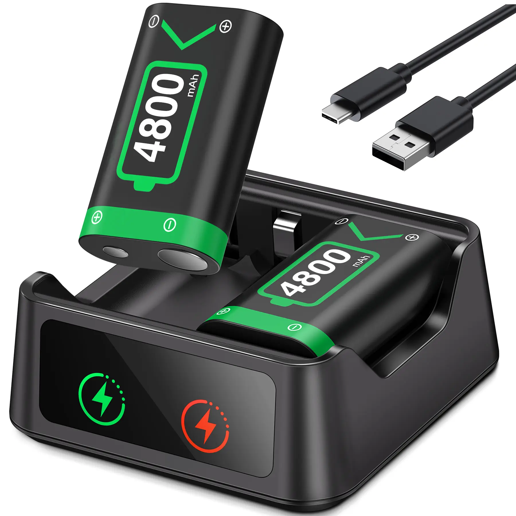 Xbox One Controller Rechargeable Battery Pack,2x4800mWh Fast Charging USB Xbox Rechargeable Battery Pack Charger Station for Xbox Series X|S/Xbox One/Xbox One S/Xbox One X/Xbox One Elite Controller