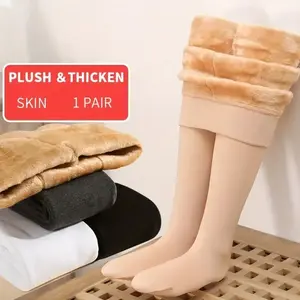 Girls' Fleece Lined Thermal Leggings, Thickened Footed Pants for Fall & Winter, Dance Socks, Outdoor Activities, Christmas Gift, Thermal Winter Tights