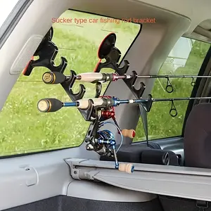 2pcs Black Floating Fishing Rod Holder with Suction Cup - Secure Vehicle Mount for Cars, Trucks, SUVs - Durable Fishing Gear Storage for Easy Transport & Organization, Car Fishing Accessory | Minimalist Design | Flexible Rod Holder