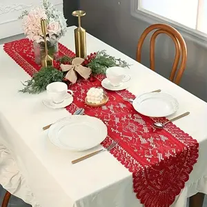 Lace Crochet Table Runner, 1 Count Tablecloth, Table Decoration Supplies for Home Kitchen Dining Room
