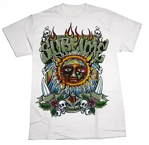 Unisex Sublime 40oz To Freedom Tattoo Style Sun Skull Graphic Short Sleeve T-Shirt, Retro Ska Punk Rock Band Casual Cotton Tee，Tattoo Art Sublime 40oz To Freedom Short Sleeve T-Shirt