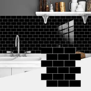 Self Adhesive 3D Thickened Tile Sticker, 10PCS Waterproof & Oil Proof Wall Sticker, Decorative Sticker for Kitchen, Bathroom, Restaurant, Kitchen Bathroom Decoration, Self Adhesive Tiles