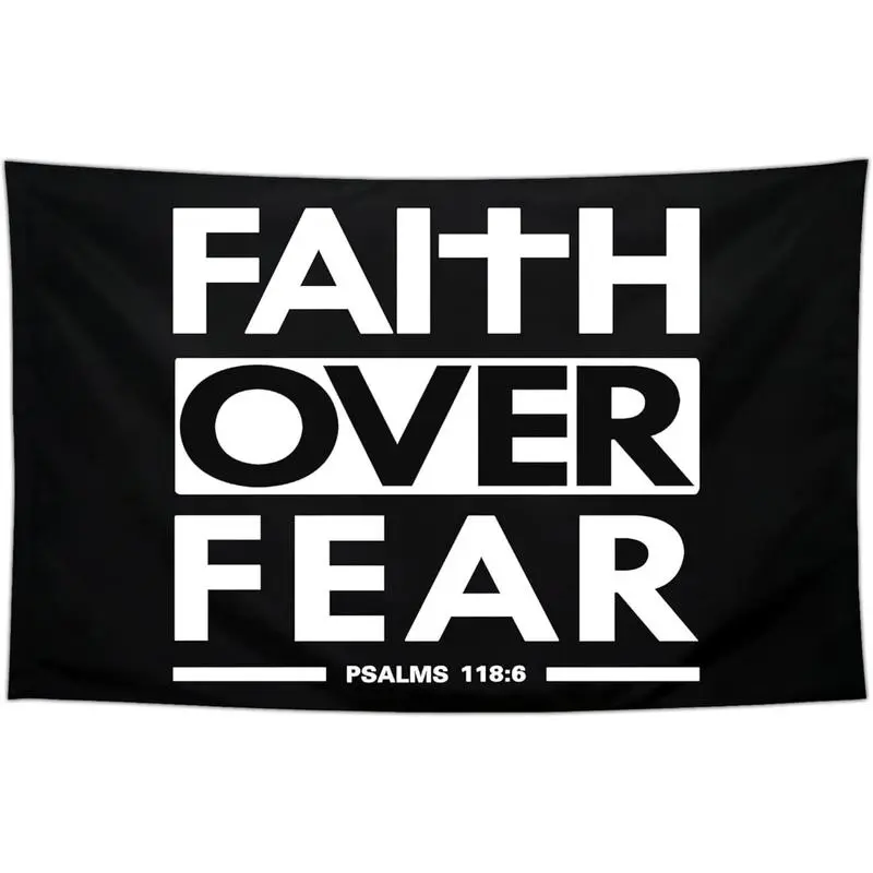 Tapestry  Faith Over Fear  Christian Jesus Outdoor Funny Tapestry Inspirational Gym Motivational  for Room Guys Home Gym Bedroom College Dorm Motivation Wall Art Decor Banner Decoration,family,uv,last,suitable