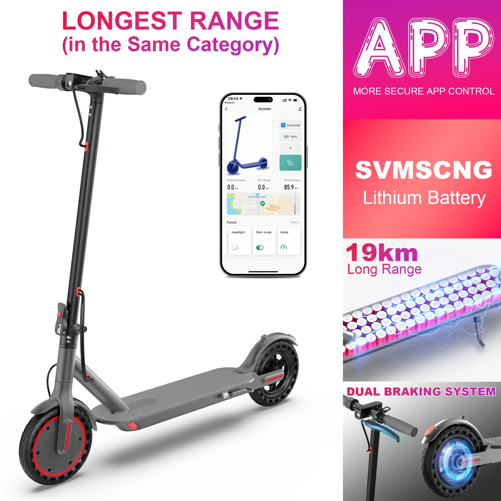 Electric 8.5-Inch Compact  with 350W Motor, Dual Braking System EBAS, Suitable for Adults, Up to 20-30 Miles Range scooter ovo a adult scooter Folding