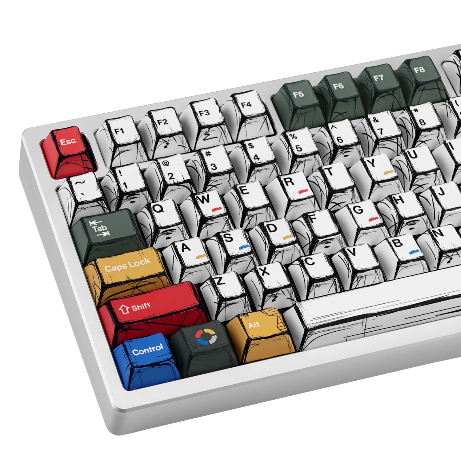 Mixed Color PBT Plastic Round Keycaps, Vibrant Print, MX Switch Compatible, 6.25U Space Bar, Fits 61/68/75/87/98/100/104/108 Keyboards, Computer Gaming Accessory, Boyfriend Gift