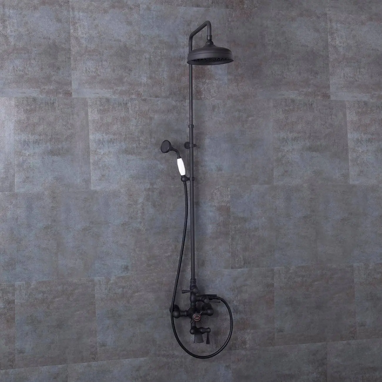 Vintage Thermostatic Tub & Shower Faucet Set, Temperature-Controlled, Ceramic Valve, Elegant Exposed Bathroom Fixture for Home Improvement, Elegance