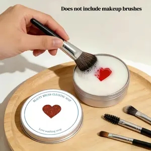 Makeup Brush Cleaner Soap with Silicone Cleaning Pad,Savon nettoyant pinceaux Solid brush cleaner, Makeup Brushes Cleaner, Makeup Tool Cleaner 3.52oz/100g