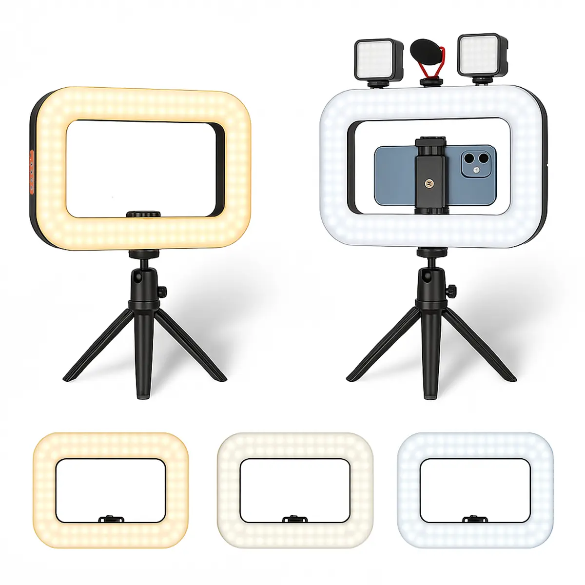 Rechargeable Selfie Portable Ring Light,Smartphone Video Rig with Ligh,Handheld Ring Light for iPhone/Phone/Camera,Ideal for Live Streaming/Vlogging/Makeup Ringlight