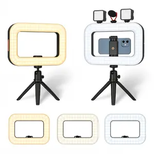 Rechargeable Selfie Portable Ring Light,Smartphone Video Rig with Ligh,Handheld Ring Light for iPhone/Phone/Camera,Ideal for Live Streaming/Vlogging/Makeup Ringlight