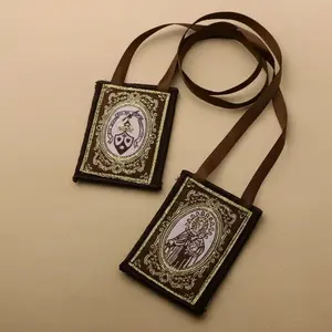 Our Lady of Mount Carmel Brown Wool Scapular - Religious Traditional Marian Theme Item, Religious Home Decor, Home Supply