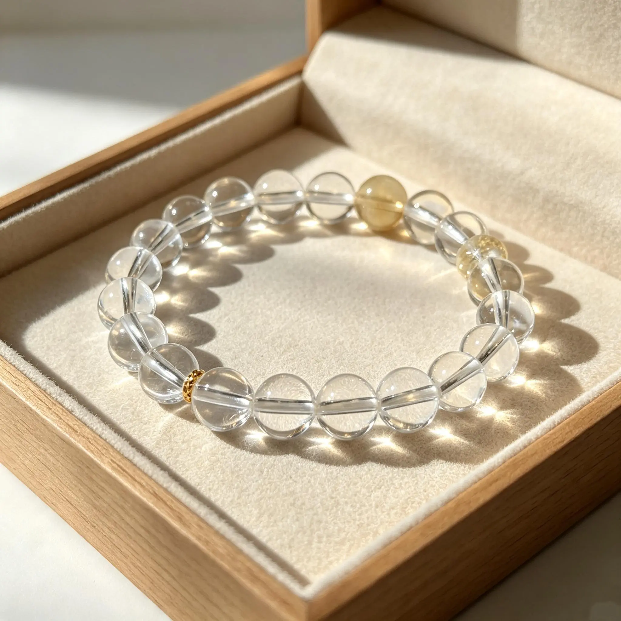 Natural White Crystal & Yellow Crystal Designer Crystal Bracelet – Versatile Accessory