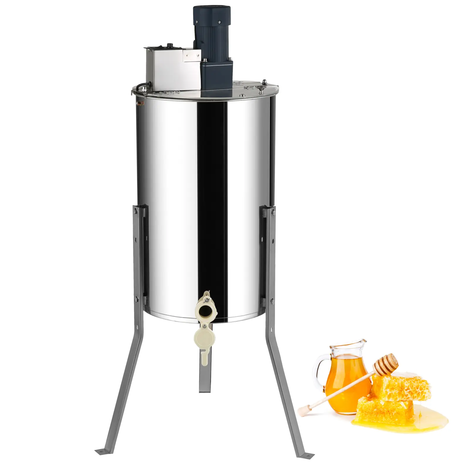 VEVOR Modern 2/4-Frame Stainless Steel Electric Honey Extractor, 2 Medium Frames, 140W Beekeeping Apiary Centrifuge with Polished Finish, Height-Adjustable Stand, Auto-Stop Lid, Basement/Kitchen Use, Father's Day Gift [summerfinds][DealsForYouDays]