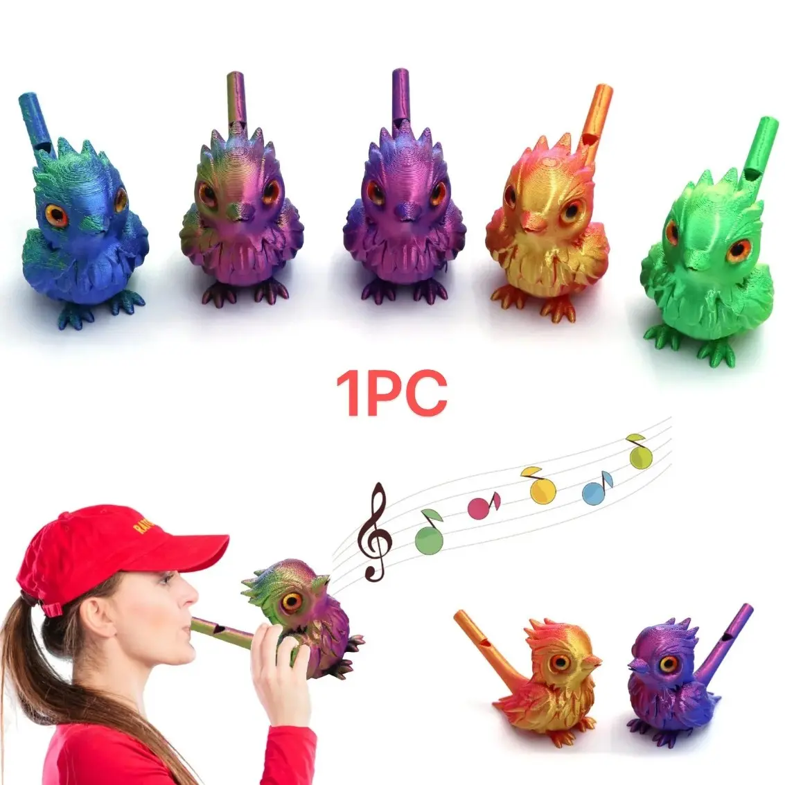 3D Printed Whistle Water-Filled Bird Call Toy, Sound-Changeable Miniature Bird Whistle, Trendy Kids' Toy for Cross-Border Shopping, Animals Whimsical Figurines