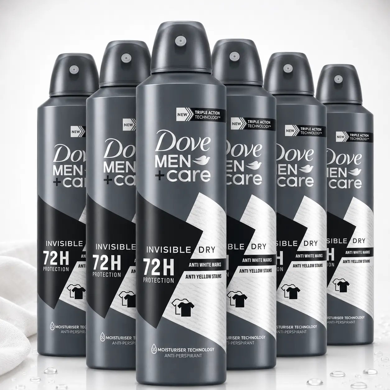Dove Men+Care Invisible Dry Deodorant Value Bundle (5oz / 150ml) 72H Triple Action Protection Anti-Perspirant Dry Spray - Antiperspirant Deodorant Odor Control No White Marks Men's Body Care Bodyspray Multipack Set