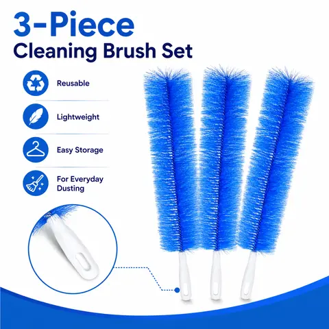 Fan cleaning brush, dust removal brush, cleaning brush, bendable microfiber head, reusable dust collector, washable, suitable for ceiling fan blades (3 pieces)