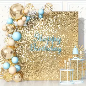 12/18/24/36Pcs Golden Shimmer Wind Panels, Wind Driven Backdrop Decor, Indoor Outdoor Wall Decoration for Birthday, Wedding, Valentine & Holiday Party