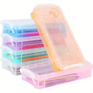 6 Pcs Stackable Transparent Plastic Pens Storage Box 22 x 10 x 4 Cm Organizer for Stationery Colour Pencils Brushes Painting Pens Drawing Tools
