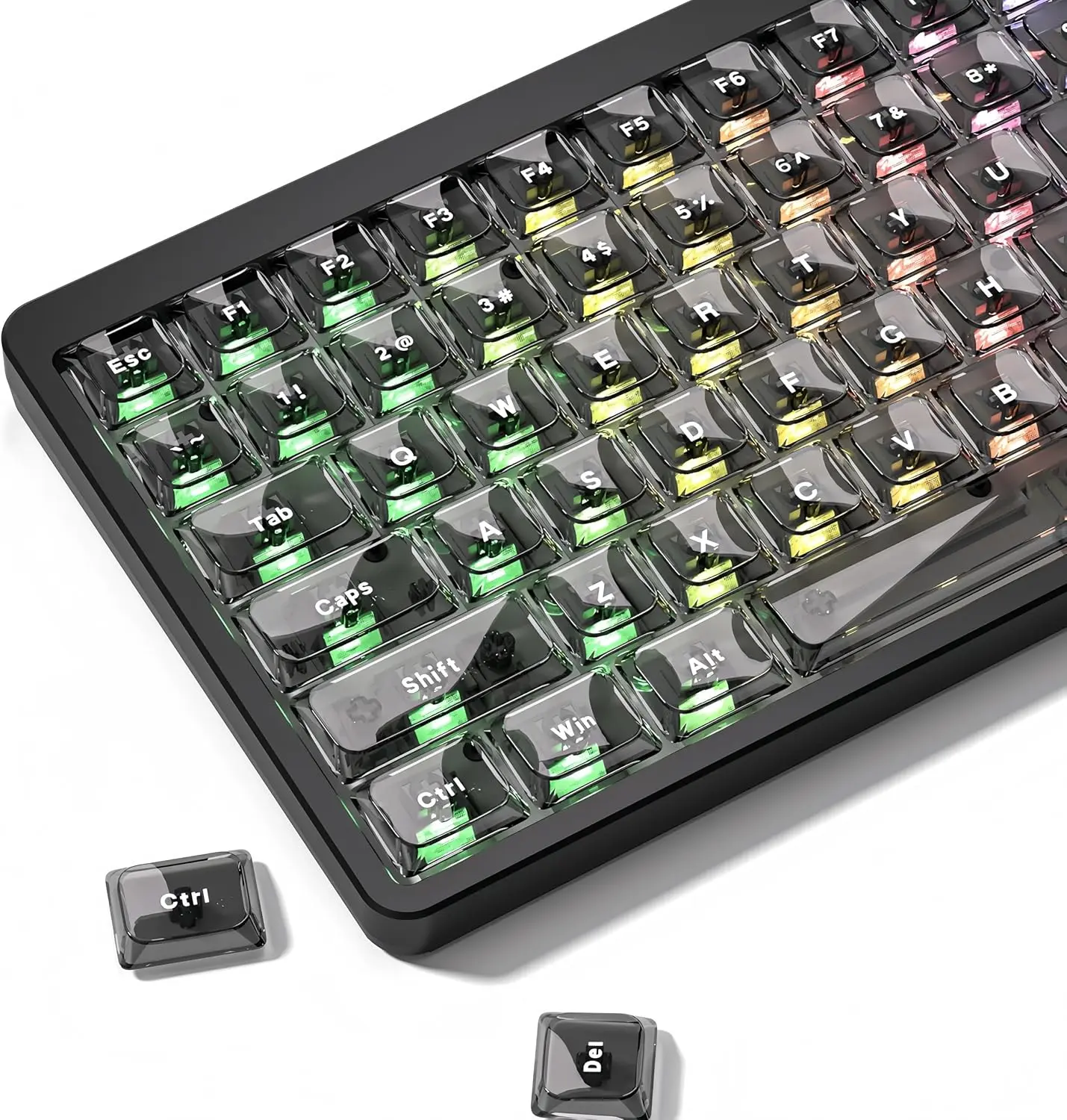Womier Dark Grey Low Profile keycap Set,PC Clear Keycaps Jelly Style,Shine Through Custom Key caps for Cherry Gateron MX Switches 60% 65% 75% 96% 100% Mechanical Keyboard