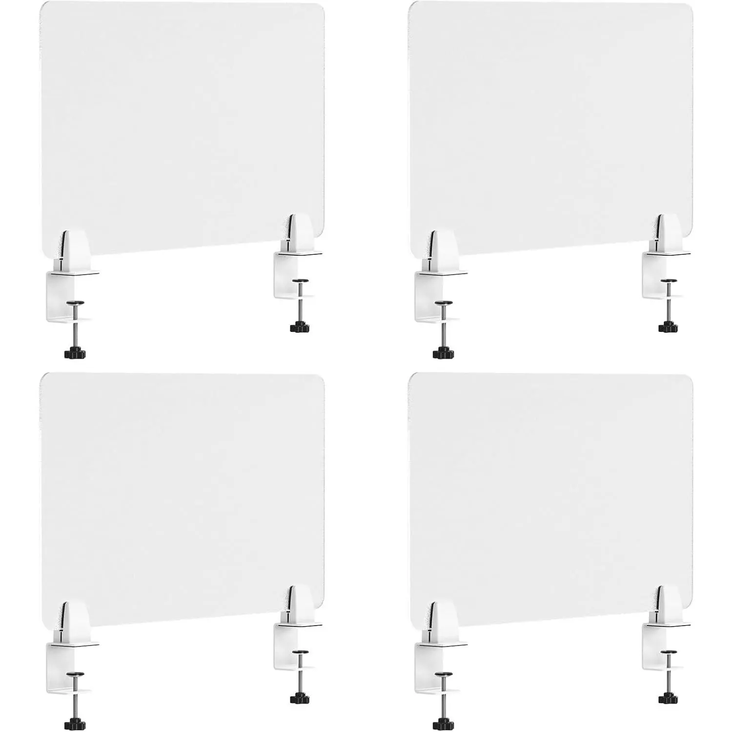 Desk Divider 4 count Desk  Panel 23.6''L x 15.8W'' Office Partitions Frosted  Panel Pack of 4 Desk Divider Partition with Adjustable Universal Base