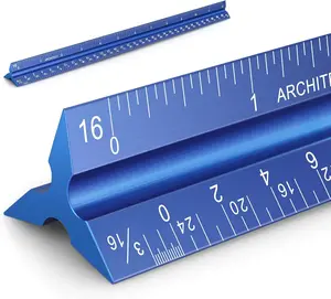 12" Architectural Scale Ruler  Architect Scale Triangular Scale Ruler for Architects, Draftsman, Students and Engineers, Blue