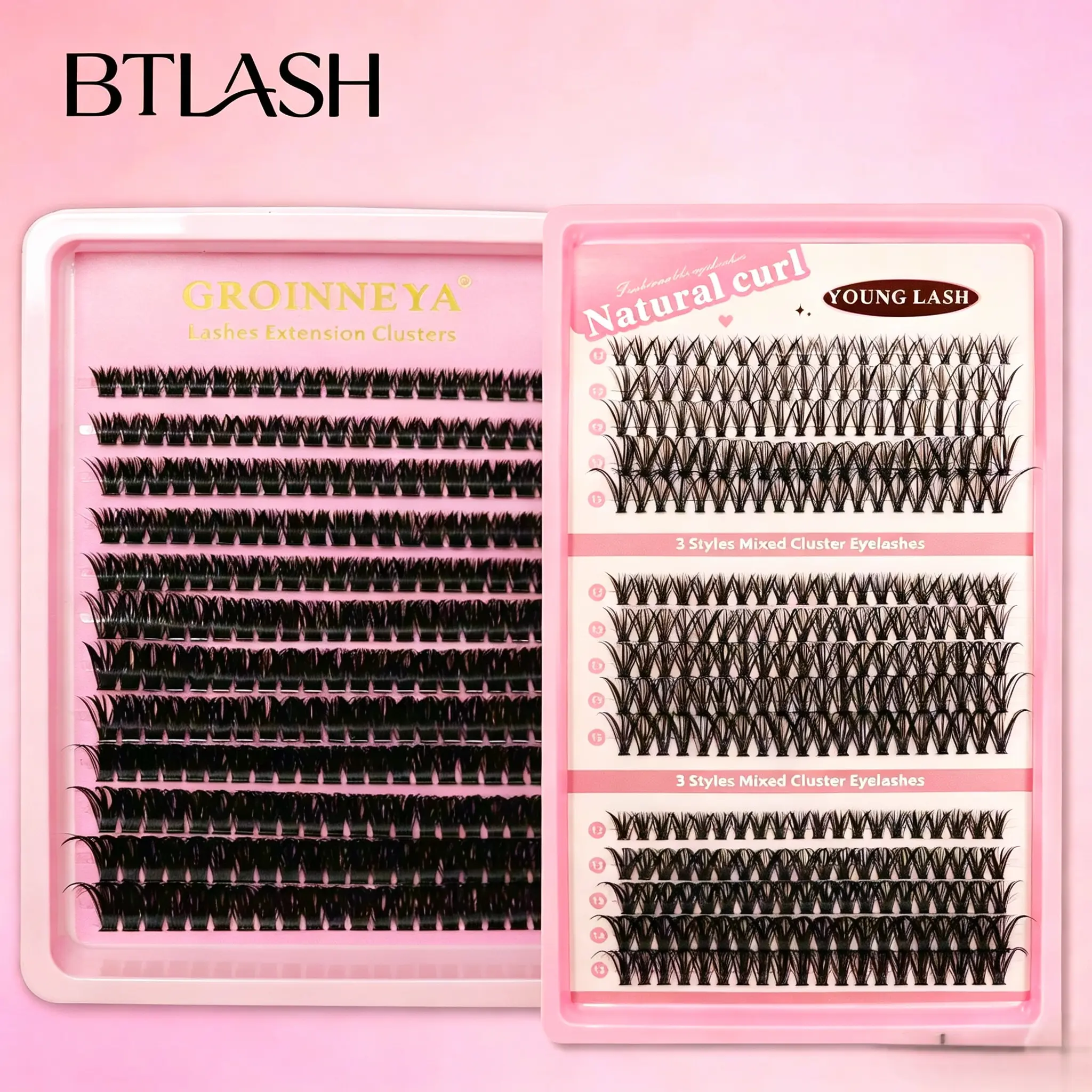 C BTLASH Cluster Lash Extension Tray 30D 40D 50D 80D Mixed Individual Eyelashes Natural Curl Fluffy Wispy Lashes For DIY Home Self Lash Makeup