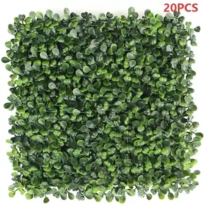 20 PCS Grass wall panel, 9.84 inches x 9.84 inches. Artificial boxwood green wall backdrop, privacy hedge. Suitable for indoor and outdoor garden/backyard parties.