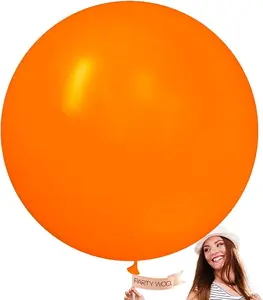 PartyWoo 4pcs 36-in Round Orange Rubber Balloons - Helium Decorative Colored Festive Balloons for Birthday, Baby Shower, Fall Tangerine Little Cutie Pumpkin Theme Supplies