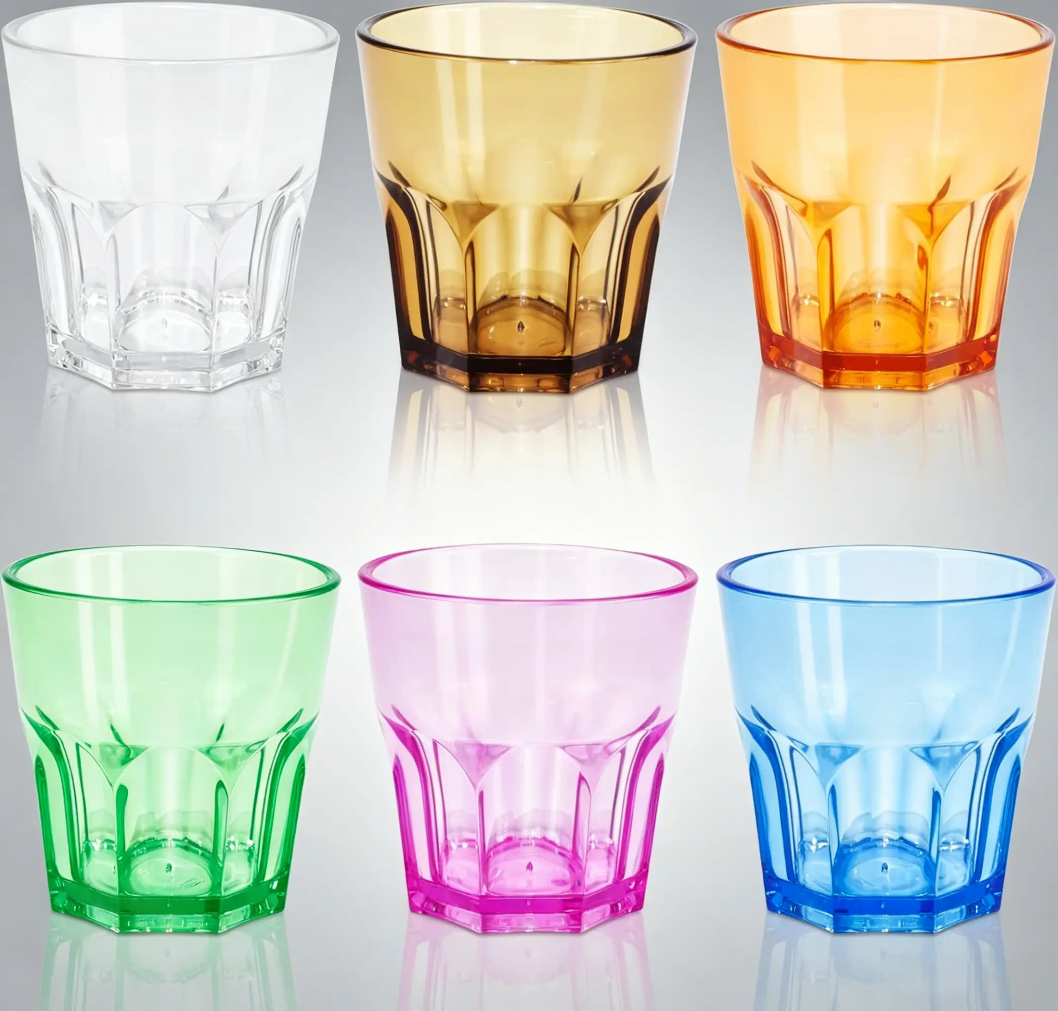 [HUOMAQFAN] 6-Piece Unbreakable Lightweight Acrylic Plastic Drinking Glasses - 160ml Rainbow Anti-Stick Stackable Tumblers, Dishwasher Safe Kids Cups for Outdoor Picnic, Camping