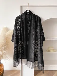 Women's Solid Color Fringe Trim Sheer Wrap Shawl, Elegant Soft Lightweight Tassel Decor Scarf for All Seasons, Fashion Accessories for Women & Girls