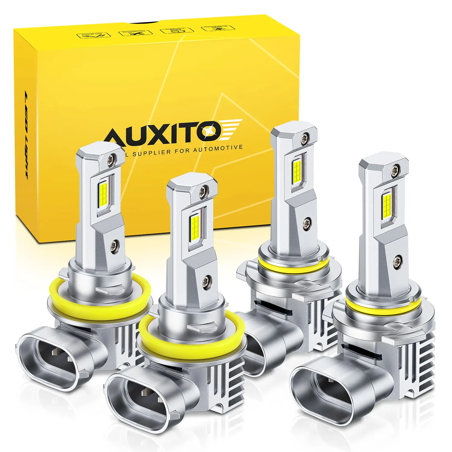 【CONFIRM MODEL BEFORE ORDER】AUXITO 9005/HB3/9006/HB4/H11/H9/H8/H7 White LED Headlight Kit High/Low Beam Bulbs Super Bright 6500K 30000LM