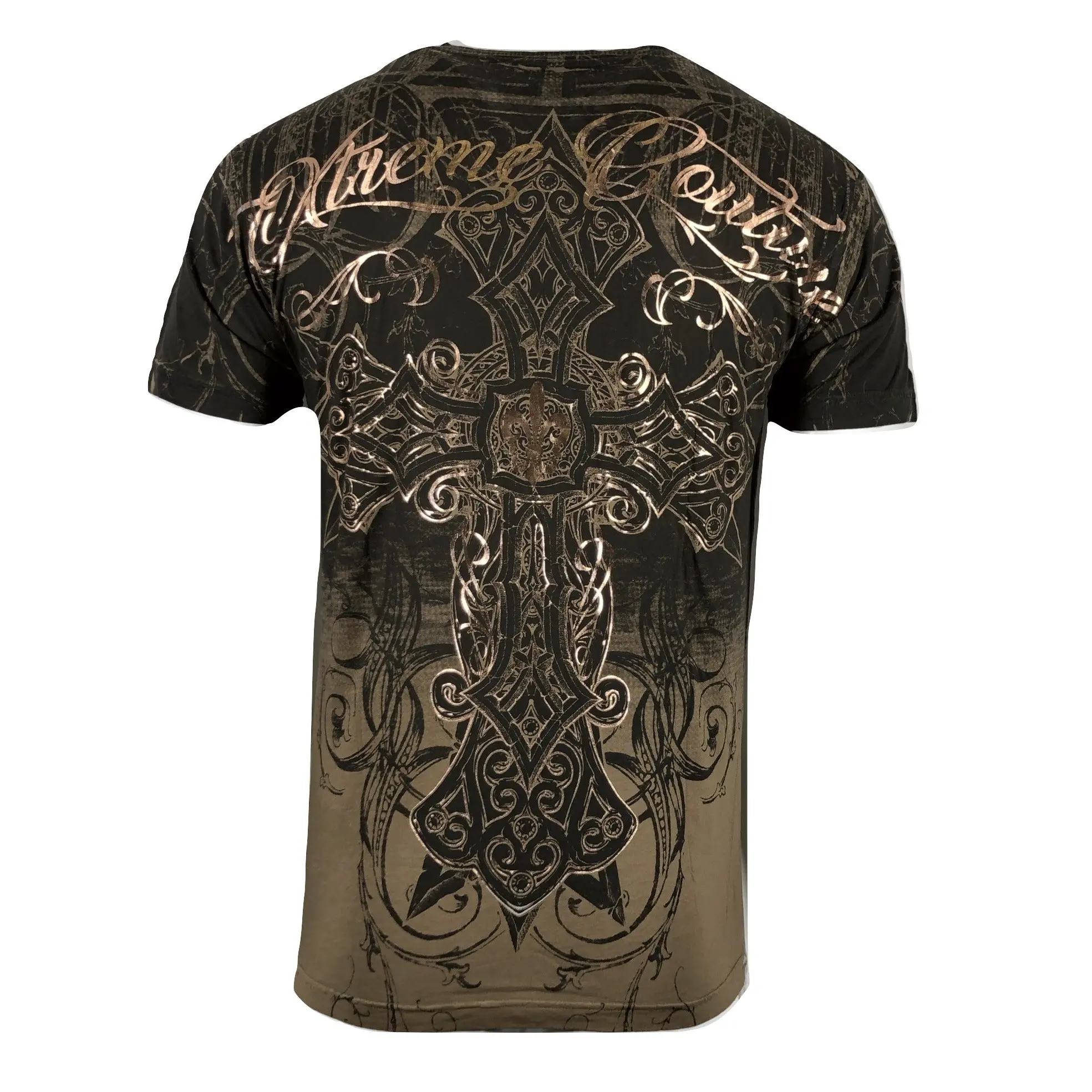 Xtreme Couture by Affliction Men's Decretum Print Streetwear T-Shirt - 100% Cotton, Short-Sleeve, Round Neck, 2000s Style, Made in USA, Vintage 2000S T Shirts, Tshirt, Fitted Cut