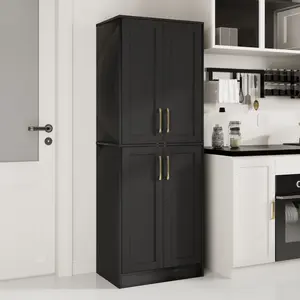 【Wooden storage cabinet】67.7" Tall Kitchen Pantry,Farmhouse Storage Cabinet with Adjustable Shelves,Farmhouse Pantry Cabinet with 4 Doors, for Kitchen,Dining Room,Living Room