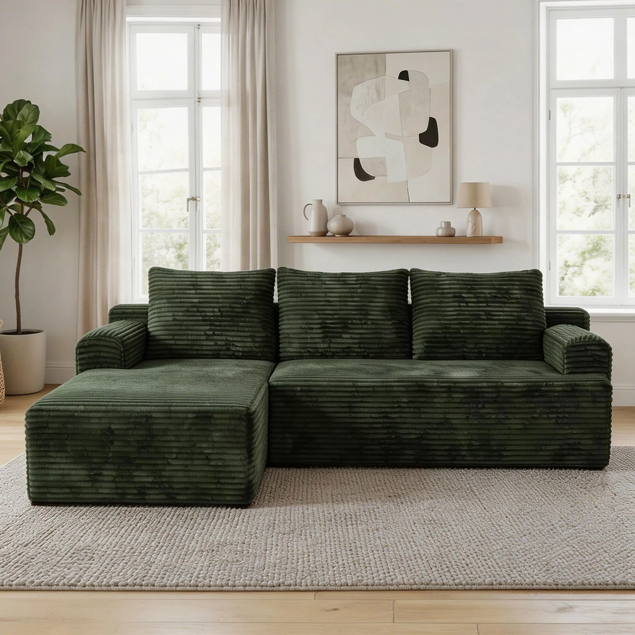 95"Green-Left Chaise