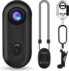 [USA Stock] - i3 4K Thumb Action Camera, Tiny Size, Mount Anywhere, Small Body Camera with Spring Clip, Portable Vlogging, Hands-Free POV Recording, Helmet Cam for Cycling, Motorcycle (64G-Card, Black)