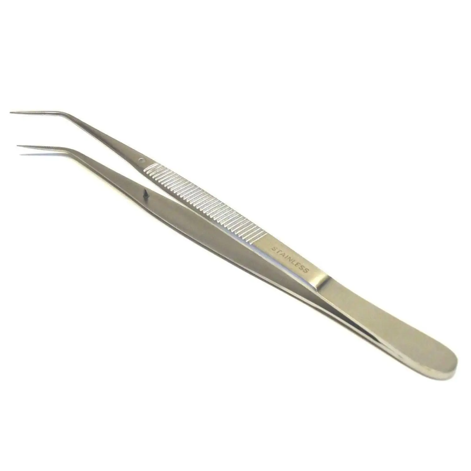 6" Stainless Steel Curved Serrated Tip Tweezers, Precision Beading Tools, Industrial Forceps for DIY Craft & Jewelry Making Repairs