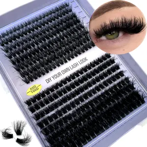 UMIRYAO Eyelashes Extensions Clusters, 320 Pcs 16 Rows 60D/80D/100D Fluffy D-Curls 8-16MM (Incl. 13-15MM) DIY At-Home Natural Lash Extension False Lashes for Makeup