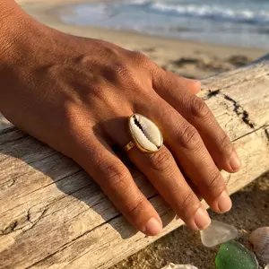 Mombasa Cowrie Shell Ring – Handcrafted Brass Ring