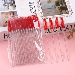 Crystal Wand Lash Brush Eyebrow Comb Disposable Makeup Brush Transparent Wand Mascara Brush Eyelash Curl Brow Brush Extension Tool Clean Hygienic Combs Lashes and Brows Lash Extension Helper Practical Convenient Beauty Tool