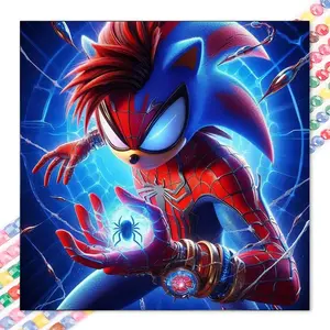 1 set of DIY diamond painting kit, 5D diamond art kit, DIY decoration hedgehog, Spider-Man, cool mosaic, diamond art, DIY art home decoration.