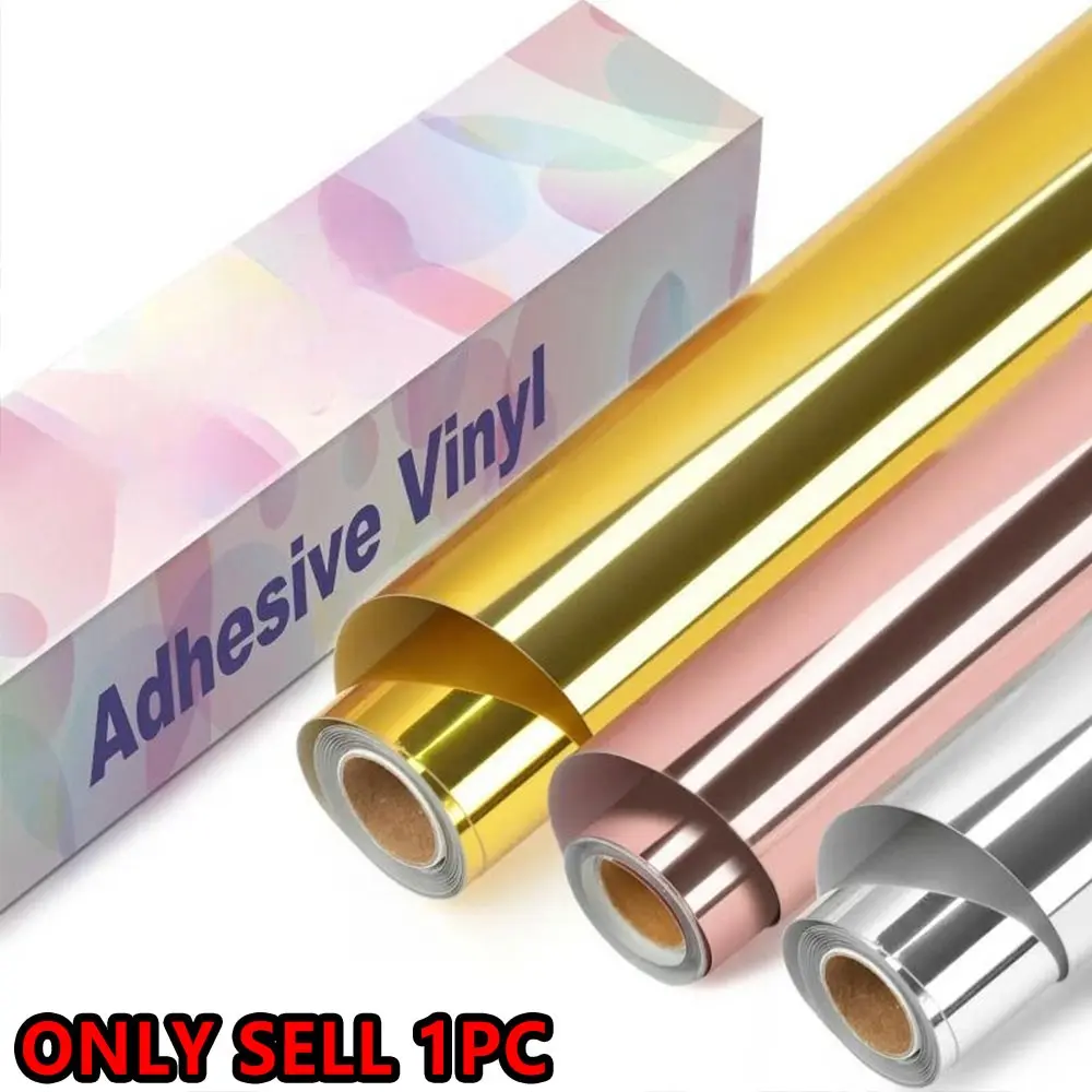 1PC 12.01x59.84-inch Gold, Rose Gold High-gloss Permanent Car Wrap Vinyl Car Sticker, Car Decals, Car Vehicle Decoration, Waterproof Easy To Apply Durable Suitable for Cars Jeeps Trucks Furniture Glass Metal Smooth Surfaces DIY Self-adhesive
