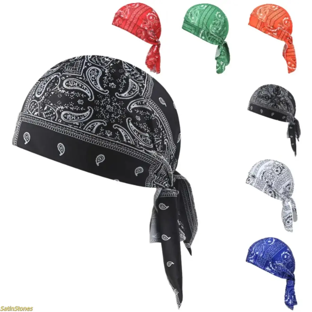 Men's 6-Pack Pirate Bandana Head Wraps - Funky Gothic Paisley Novelty Cap, Multicolor Outdoor Headwear for Cycling, Adult Fashion Accessory, Fashion Hats, Casual Trendy Hat, Digital Print, Vibrant Look, Hair Wrapping Hats