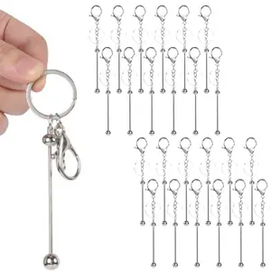 24Pcs/Set Stainless Steel Beadable Keychain,Blanks Beaded Keychain for Crafting Metal Keyring Pendant for Gifts Christmas & Halloween Gift Key Chain Pendant Production Supplies,DIY Hand Tools Kits