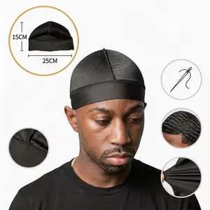 Headwear Silky Wave Cap for 360, 540 & 720 Waves, Soft Breathable Durag Skull Cap Beanie for Men