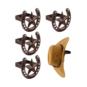 Western Cowboy Hat Rack 4-Pack – Horseshoe Wall Mount Hat Holder, Rustic Organizer for Cowboy Hats, Fedoras & Sun Hats, Entryway, Closet & Tack Room Décor