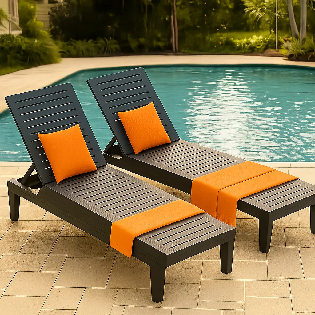 Unikito Lounge Chair Outdoor for Patio, Weather-Resistant Tanning Chair Recliner with Adjustable Backrest, Sun Lounger for Outside Deck, Pool, Poolside, Porch, Beach, Light Brown