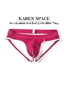 Men's Low Waist Breathable Mesh Thong Underwear, Workout Underwear, Athletic Sport Underwear, Quick Dry Fit Sports Gym Briefs, Casual Swim Party Trunks, Sexy Bikini Style, Low Rise Underwear, Elastic Breathable Wear