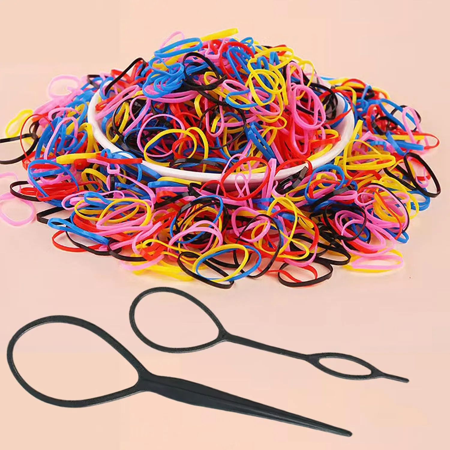 2000PCS Little Elastic Hair Bands for Girls Kids Toddler Women Soft TPU Rubber Bands No Damage No Crease Hair Ties for Braiding Ponytails Includes 2 Topsy Tail Tools Small Accessories Colorful