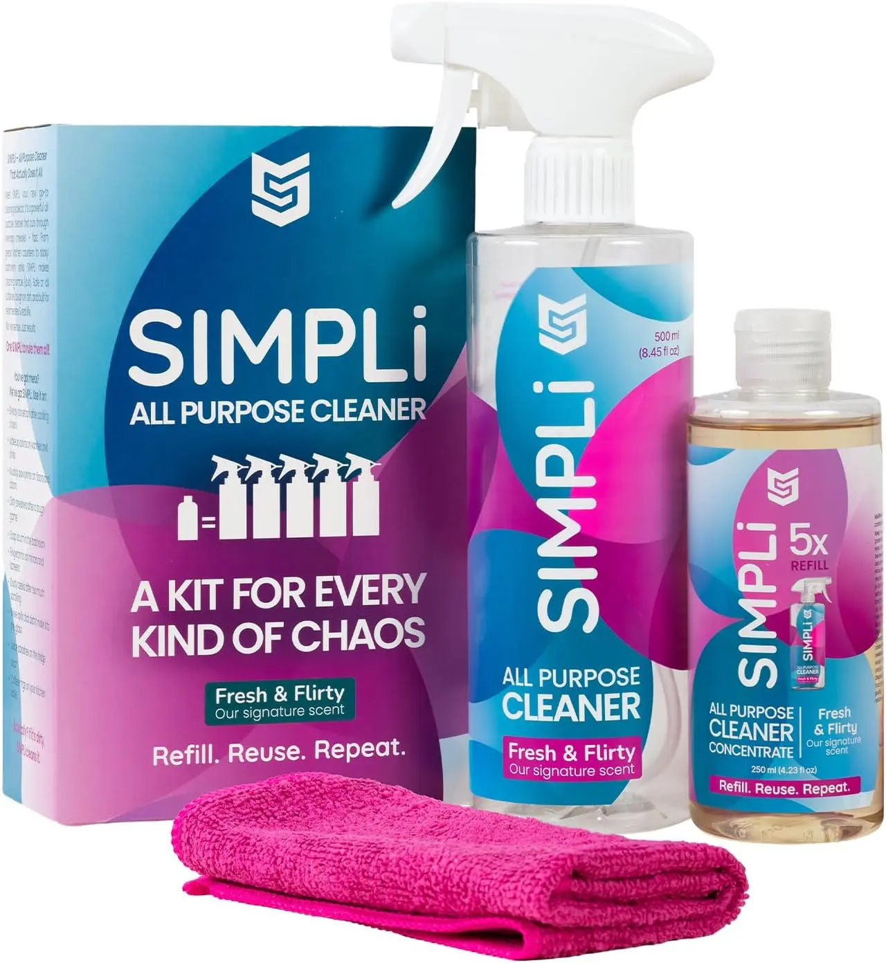 S Shieldon Protects / Simpli All Purpose Cleaner Concentrate Starter Kit – Refillable Multi-Surface Spray for Kitchen, Bathroom, Glass & Floors – Biodegradable, Cruelty Free – 8.45 fl oz (250 ml) Makes 5 Bottles household items